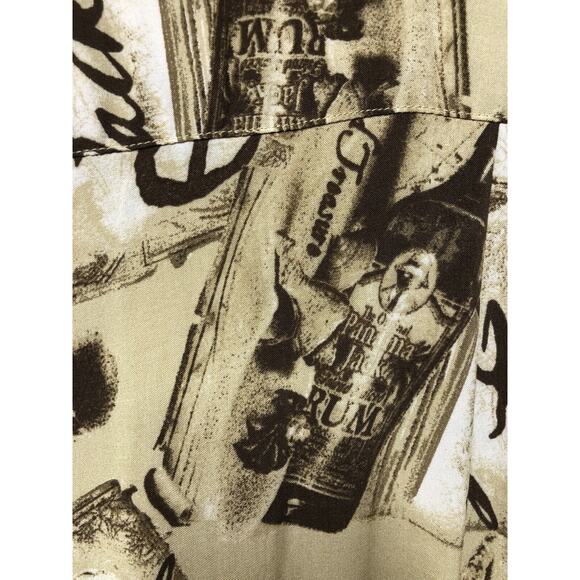 Panama Jack Mens XL Button Up Shirt Camp Collared Short Sleeve Beige Rayon - Picture 6 of 12